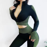 Set Đồ Tập Nữ 2 Món, Khóa Kéo, Áo Tập Yoga & Legging