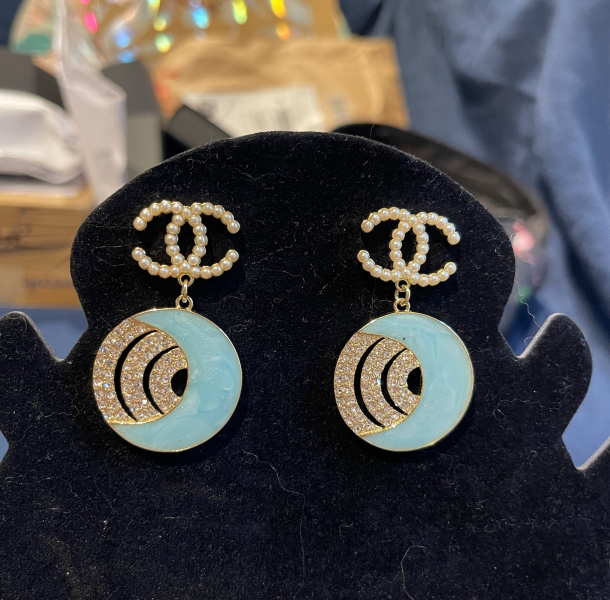+ 3 Bông tòn teng chanel chân châu xanh-187